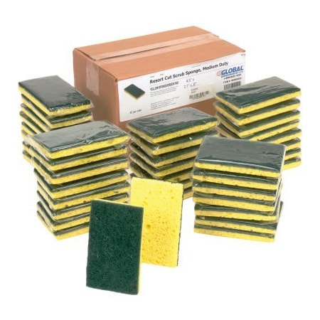 Americo Global Industrial Resort Cut Scrub Sponge Yellow/Green 2.75in x 4in - Case of 40 Sponges 670330